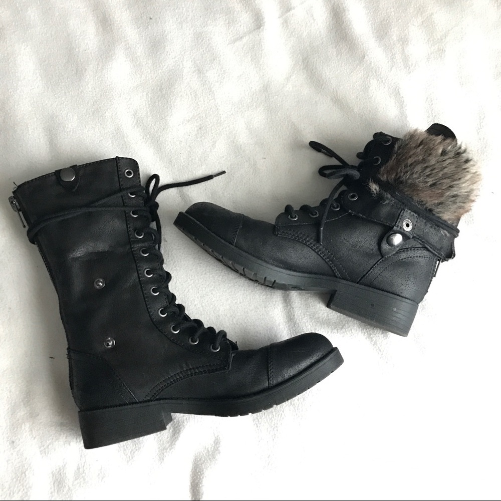 FUR LINED COMBAT BOOTS
